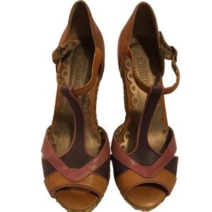 Seychelles multicolor t-strap wedges size 6.5
